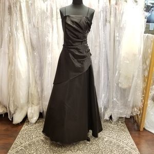 Gathered Black Satin Ballgown